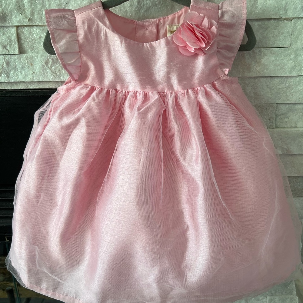 Pink tool and polyester dress